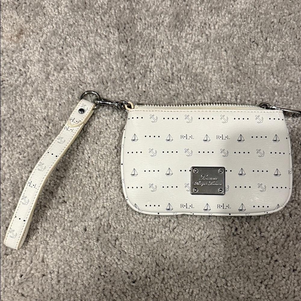 Ralph Lauren White Patterned Wristlet